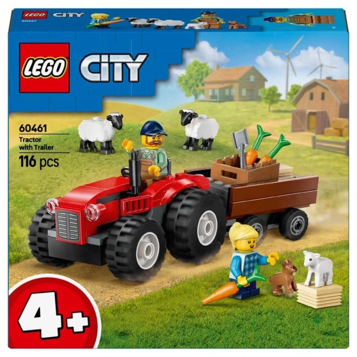 LEGO City Römorklu Kırmızı Çiftlik Traktörü ve Koyun 60461