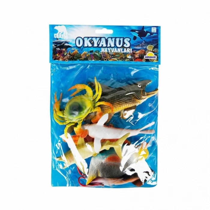 Nessiworld 1000713 Okyanus Hayvanları Poşetli 7li Hayvan Oyun Seti -Sunman