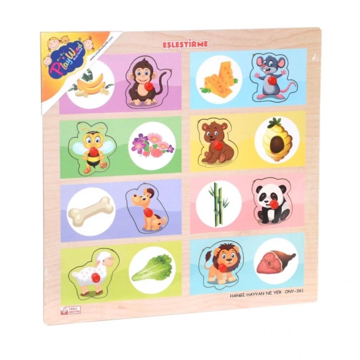 Nessiworld ONY-360-361 Onyıl, Ahşap Tutmalı Eşleştirme - Hangi Hayvan Ne Yer