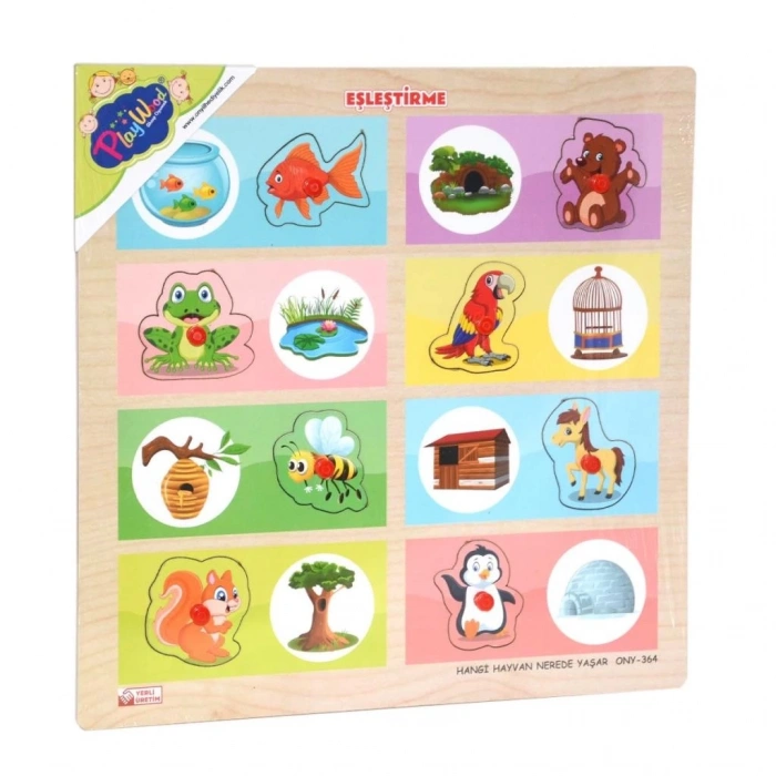 Nessiworld ONY-363-364 Ahşap Tutmalı Eşleştirme Hangi Hayvan Nerede Yaşar -Onyıl