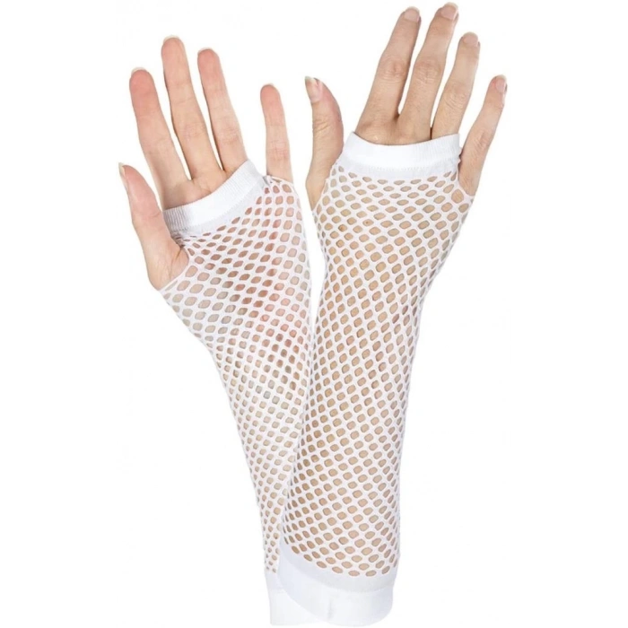 Mey İthalat® Uzun File Örgü Eldiven Beyaz Renk