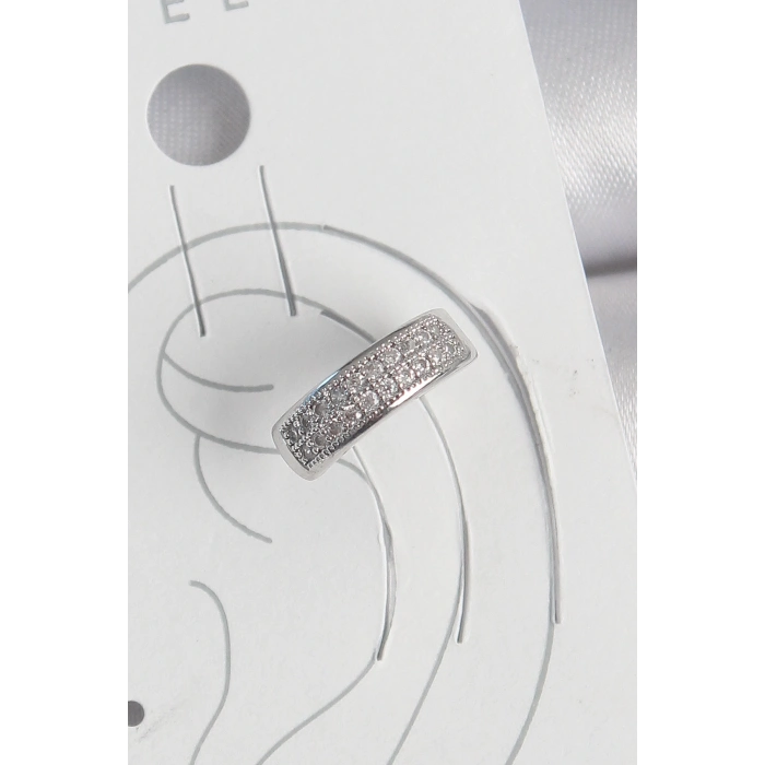 Pirinç Gümüş Renk Zirkon Taşlı Kıkırdak Model Kadın Küpe