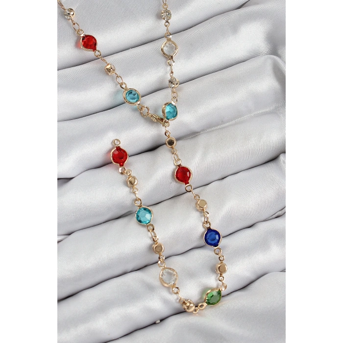 Pirinç Renkli Zirkon Taşlı Model Gold Renk Kadın Y Kolye