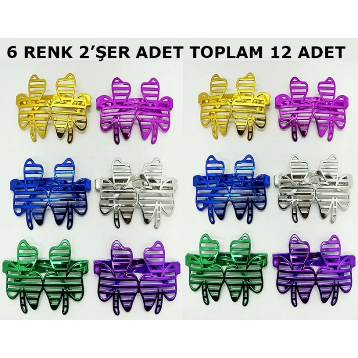   Vegas Casino Kupa Sinek Temalı Parti Gözlüğü 6 Renk 12 Adet