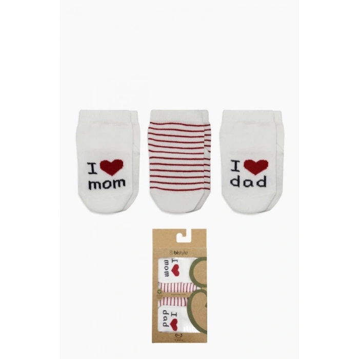 Bistyle Mom Dad 3Lü Penye Soket Çorap 10123 Ekru