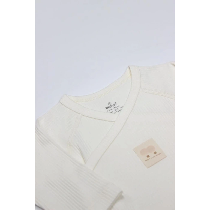 Bistyle Organic Modal Flying Balloons Kruvaze Uzun Kol Body BS17121 Ekru