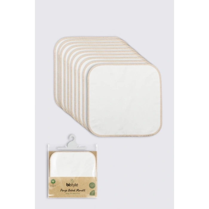 Bistyle Organik 20x20 10Lu Penye Mendil 90102 Ekru