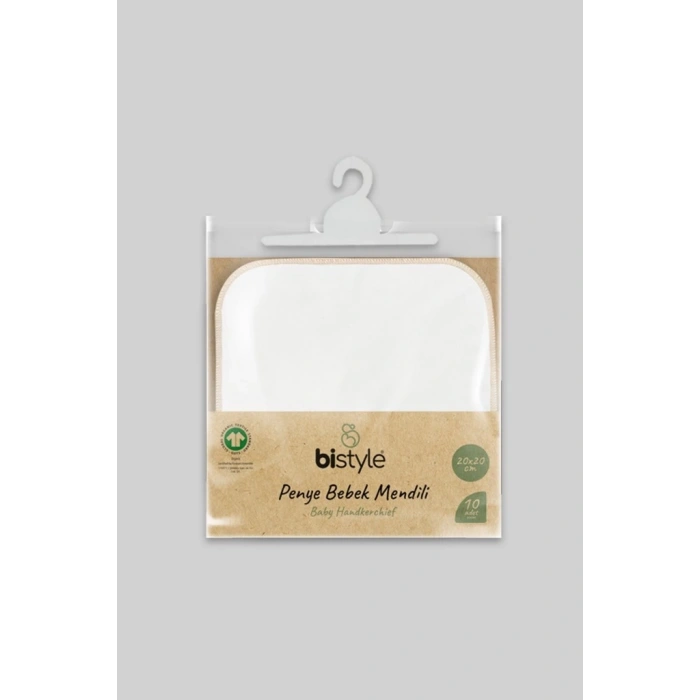 Bistyle Organik 20x20 10Lu Penye Mendil 90102 Ekru