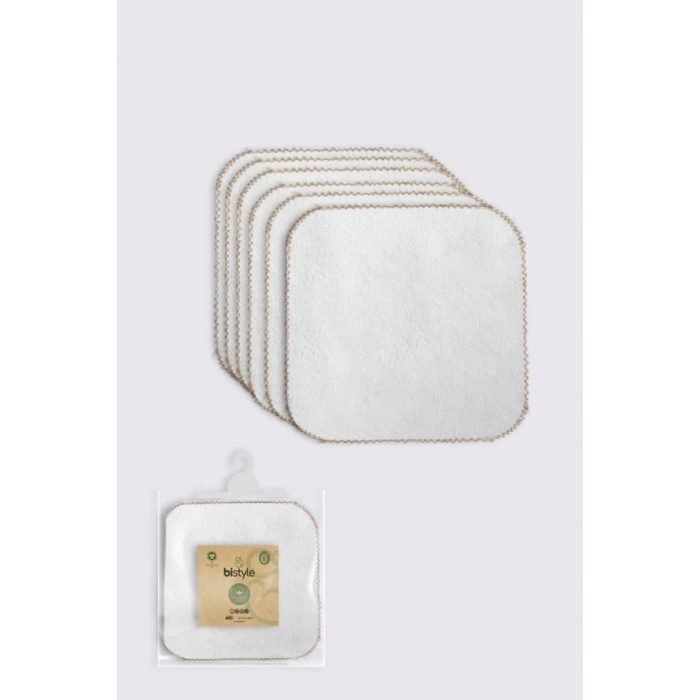 Bistyle Organik 28x28 6Lı Havlu Mendil 90105 Ekru