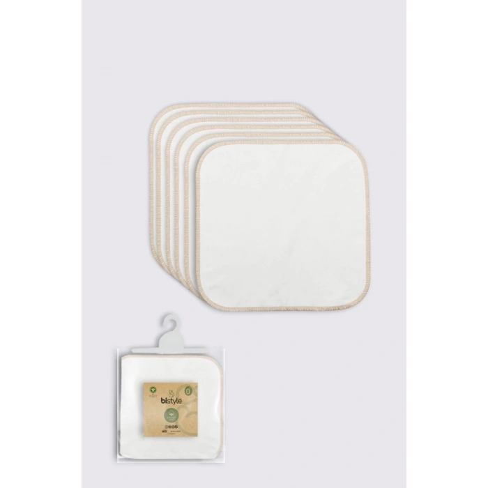 Bistyle Organik 28x28 6Lı Penye Mendil 90103 Ekru