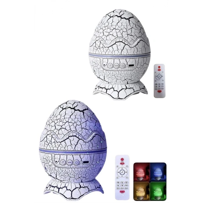 Mey İthalat® Bluetooth Hoparlör Dinozor Yumurtası Gece Masa Lambası Projektör