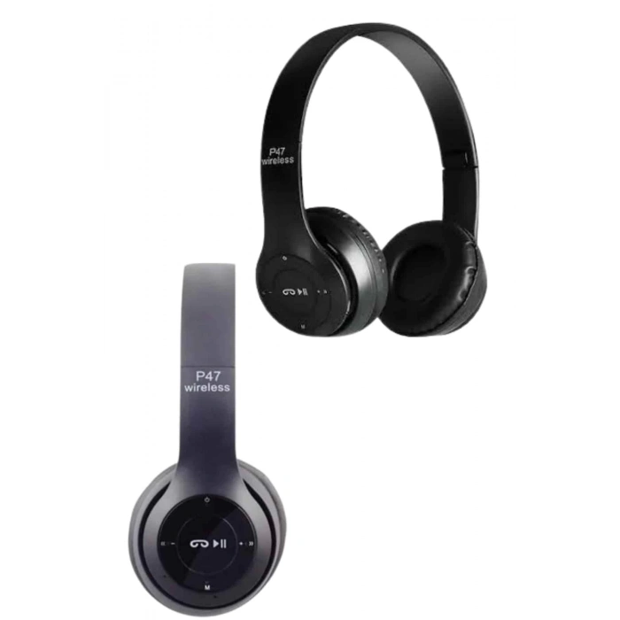 Mey İthalat® Bluetooth Kablosuz Kulaklık Siyah Wireless 5.0 Kulak Üstü Uzun Pil Ömrü