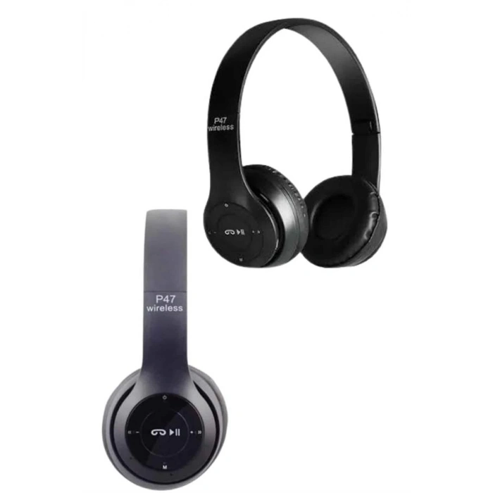 Mey İthalat® Bluetooth Kablosuz Kulaklık Siyah Wireless 5.0 Kulak Üstü Uzun Pil Ömrü