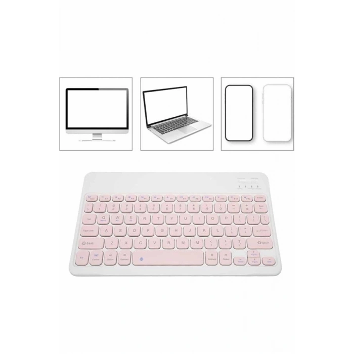 Mey İthalat® Bluetooth Şarj Edilebilir Mini Q Klavye Kablosuz Taşınabilir