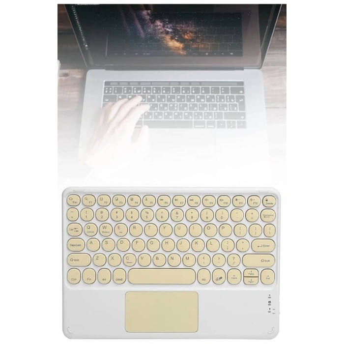 Mey İthalat® Bluetooth Touchpad Klavye 10.9 inch Kablosuz Wifi Q Klavye Slim