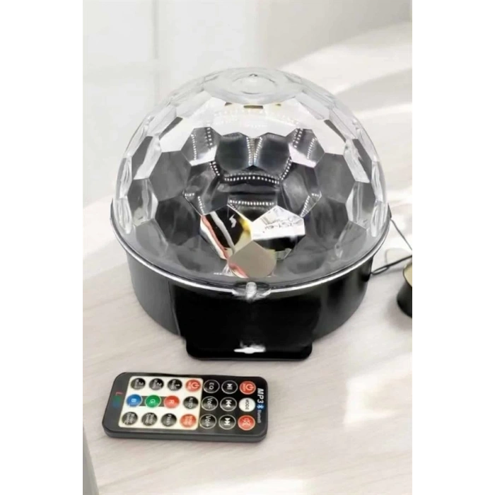 Mey İthalat® Bluetooth ve Uzaktan Kumandalı Çok Renkli Masaüstü Disko Topu