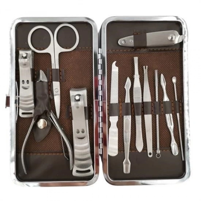 Çantalı Manikür Pensi Profesyonel ve Manikür Pedikür Seti 13 Parça Tırnak Eti İtici Ve Cımbı