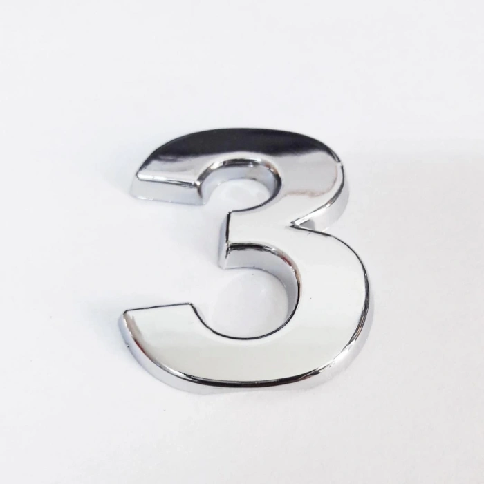 Mey İthalat® Cemax 3 Rakamı 3,75 cm Krom Yapışkanlı