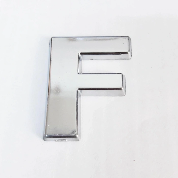 Mey İthalat® Cemax F Harfi  3,75 cm Krom Yapışkanlı