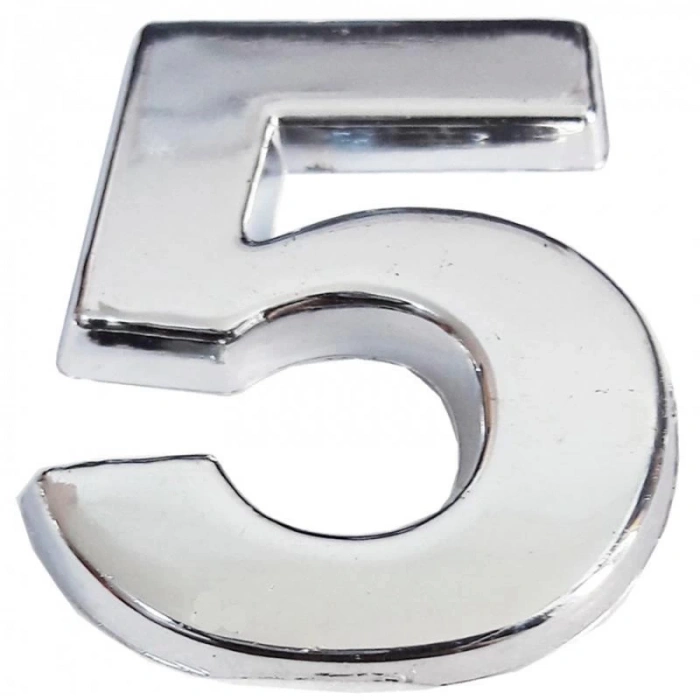 Mey İthalat® Cemax Krom Yapışkanlı 5 Rakamı 5 cm