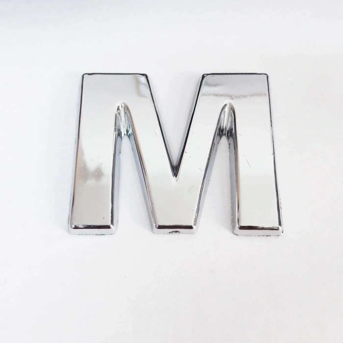 Mey İthalat® Cemax M Harfi  3,75 cm Krom Yapışkanlı