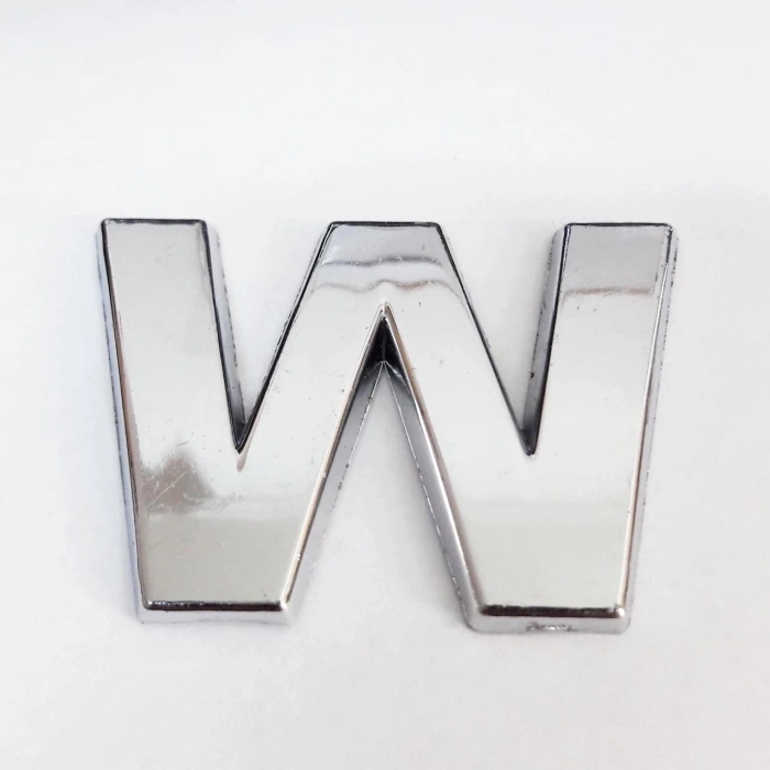 Mey İthalat® Cemax W Harfi  3,75 cm Krom Yapışkanlı