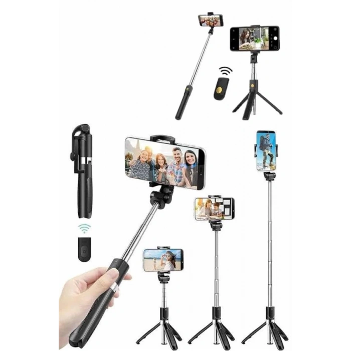 Mey İthalat® Cep Telefonu Tripod Standı Manyetik Selfie Sopa Bluetooth Uzaktan Kumandalı