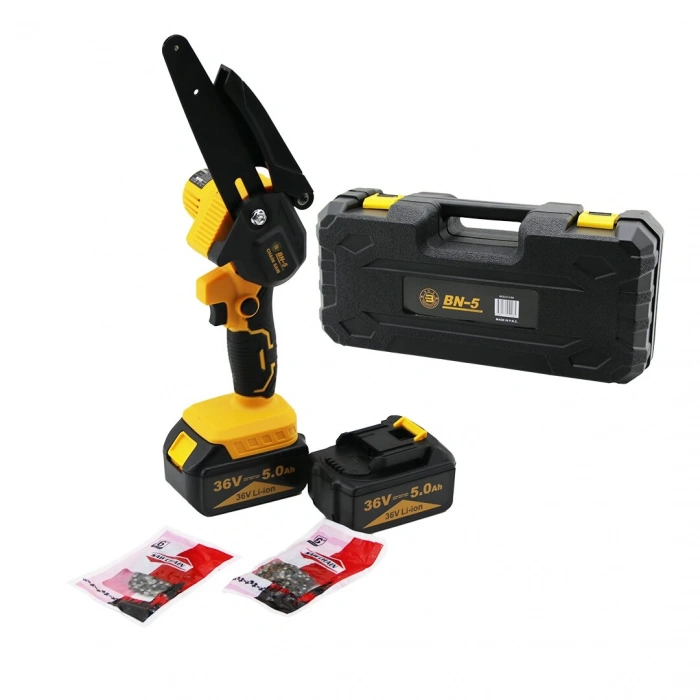CHAIN SAW YELLOW LTJ-6A YAĞSIZ - ZİNCİRLİ 6&quot; BUDAMA - DAL KESME MAKİNE ŞARJLI - 2 BATARYA 36V 5.0AH (5047)