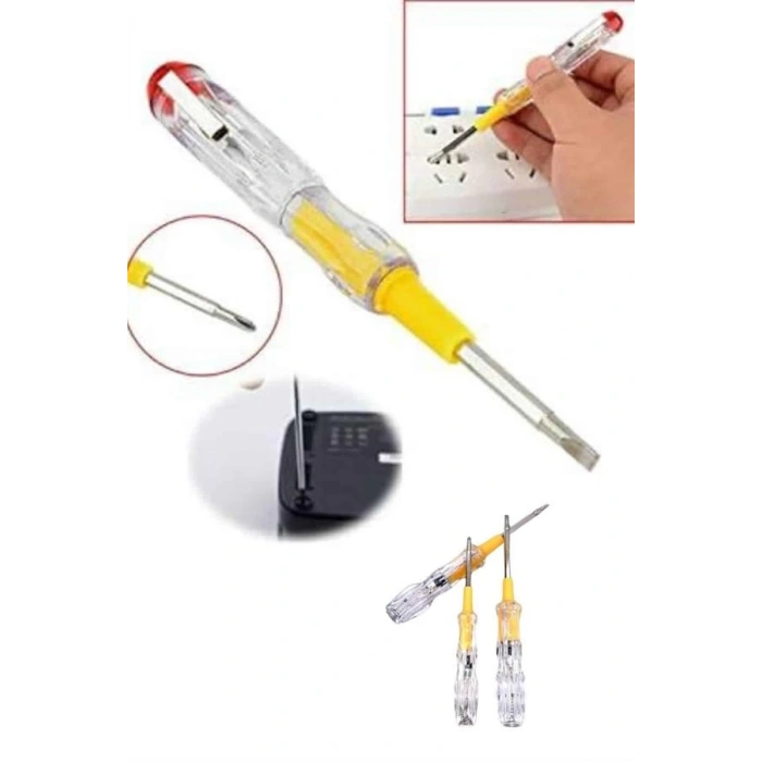 Mey İthalat® Çift Uçlu Kontrol Kalemi Elektrik Test Kalemi Şeffaf