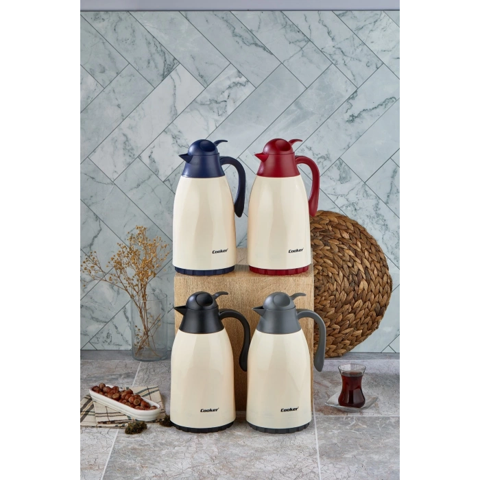 CKR-2075 1.3LT RENKLİ CAM HAZNELİ RETRO PLASTİK TERMOS (5047)