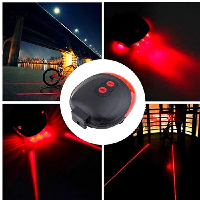 Çok Fonksiyonlu Pilli Bisiklet Led Lazer Işığı Arka Stop Lambası (5047)