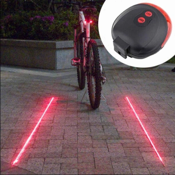Çok Fonksiyonlu Pilli Bisiklet Led Lazer Işığı Arka Stop Lambası (5047)