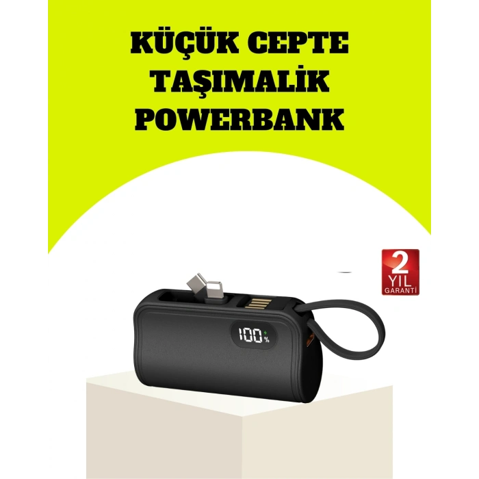 Mey İthalat® Dahili Type-C Konektörlü Mini 2000mAh Powerbank