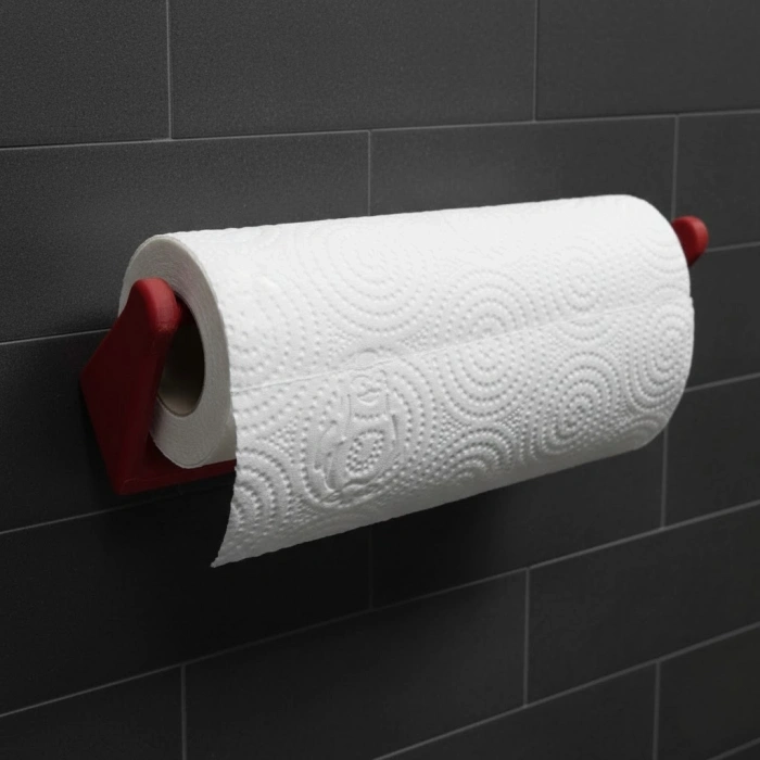 Mey İthalat® Dekoratif Kırmızı Kağıt Havlu Tutucu Duvar Askılı Model