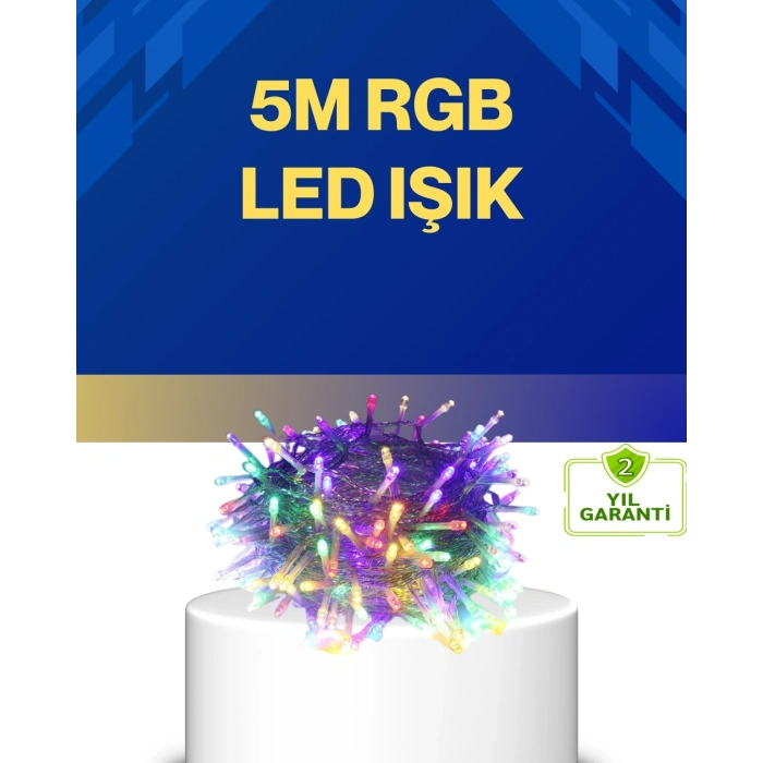 Mey İthalat® Dekoratif Peri Led 5 m 50 Ampullü Şeffaf Kablo Aydınlatma