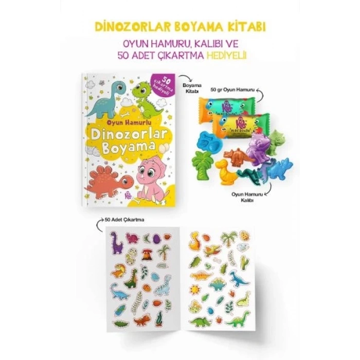 Dinozorlar Boyama Kitabı - Oyun Hamurlu - 3 Yaş +