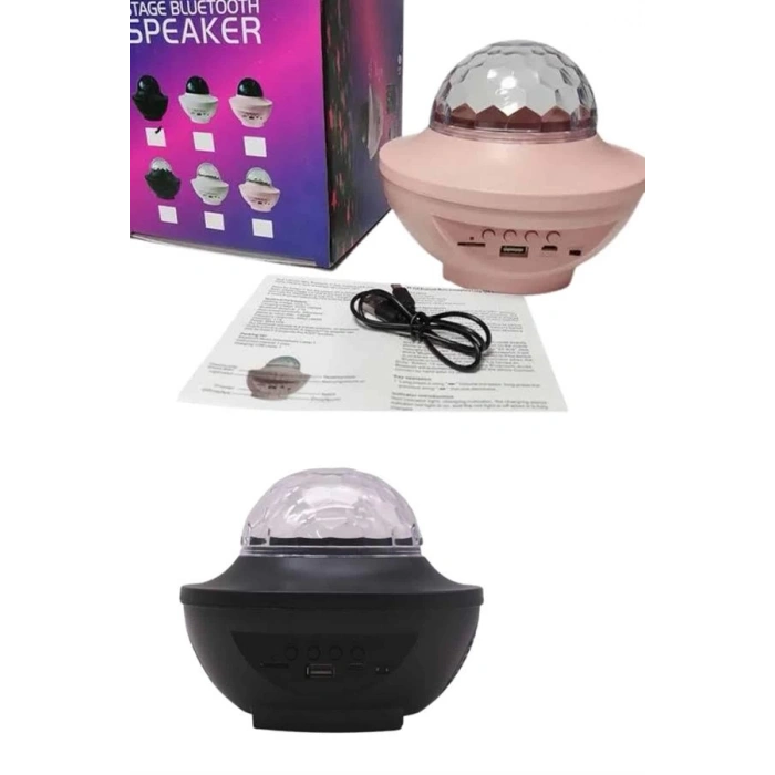 Mey İthalat® Dönen Işıklı Disko Topu Projektör Müzik Çalarlı Disco Speaker