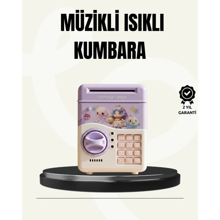 Mey İthalat® Elektronik Şifreli ATM Görünümlü Çocuk Kumbarası Mor