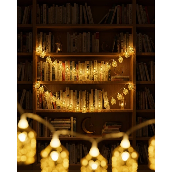 Mey İthalat® Ev Dekoru İçin Ramazan LED Işık Pilli Sıcak Sarı Cami Figürlü