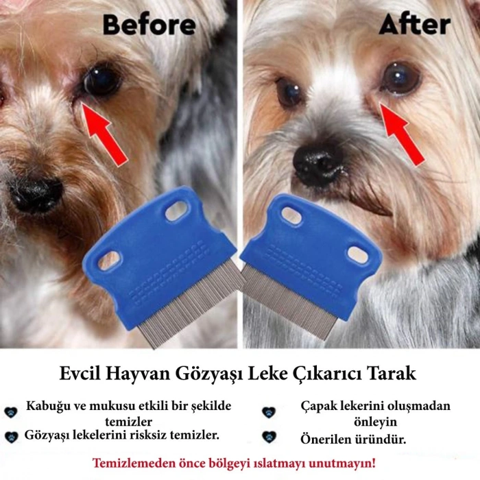 Evcil Hayvan Kedi Köpek Pire Tarağı ve Köpek Gözyaşı Lekesi Tarağı (5047)
