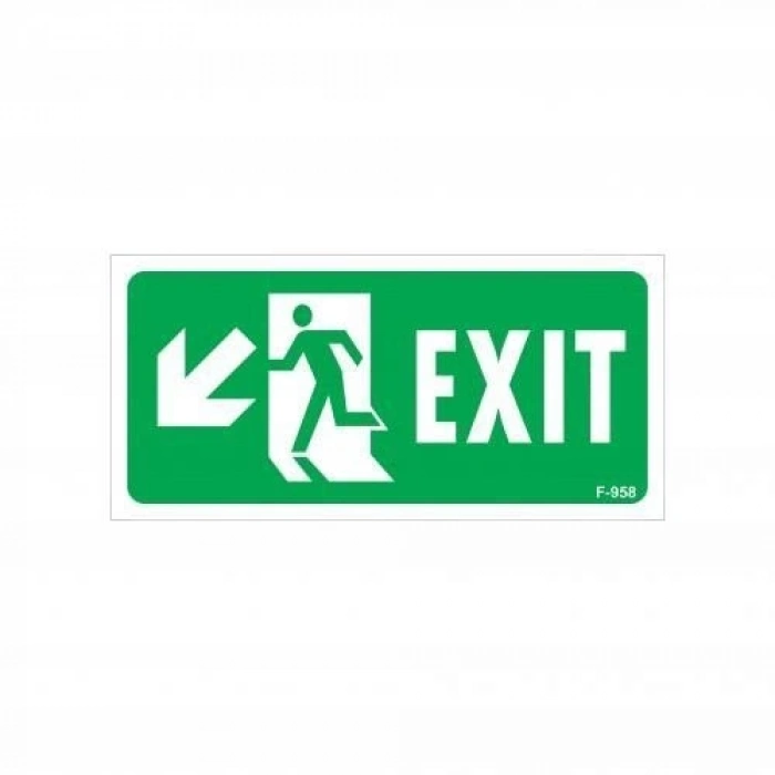 Exit Sol Aşağı Uyarı Levhası 17,5x25 KOD:958