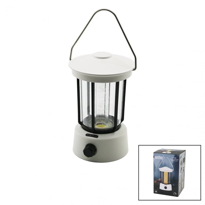 FANUS KAMP LAMBASI EL FENERİ USB ŞARJLI POWERBANK 5W COB LED 800LUMEN IŞIK AYARI GÜN IŞIK - BEYAZ PT-380 (5047)