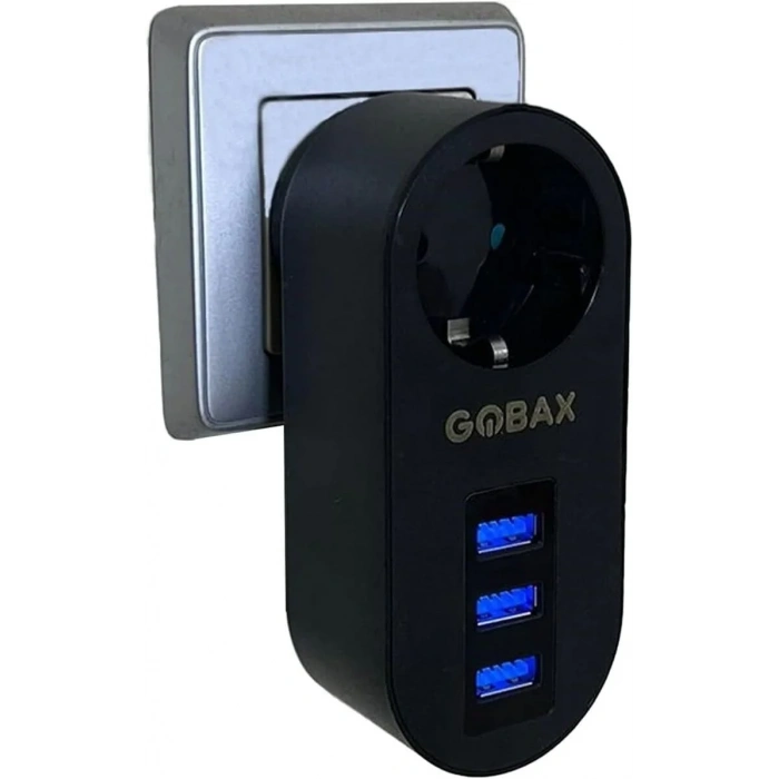 Gobax Termal Akım Korumalı Akıllı Priz 3xusb Li, Çocuk Korumalı, Led Işıklı, Yüksek Isıya Dayanıklı (5047)