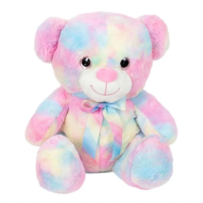 Mey İthalat®  Gökkuşağı Renkli Peluş Ayı 45 cm
