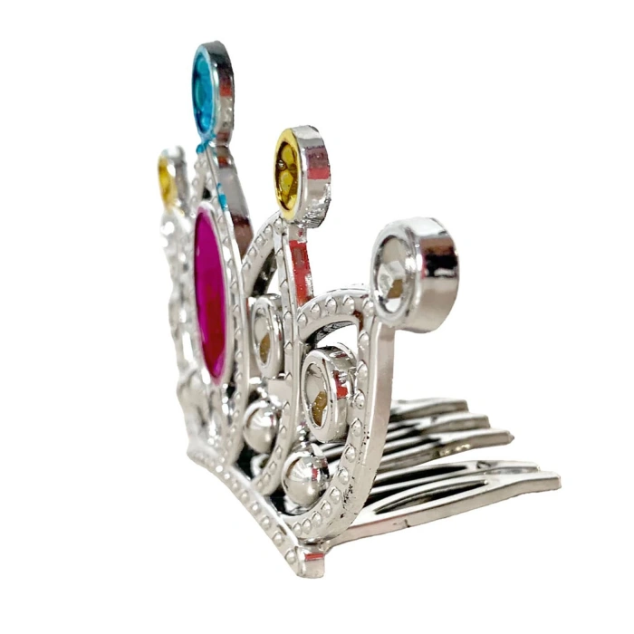 Gümüş Renk Taraklı Model Prenses Kraliçe Tacı 2 No 12x7 cm (5047)