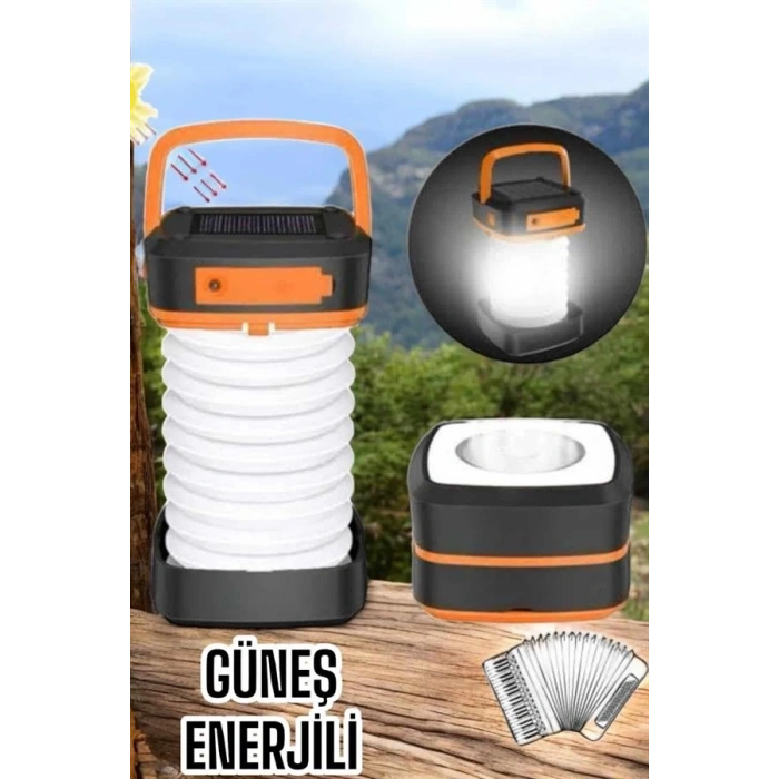 Mey İthalat® Güneş Enerjili Led Lamba Kamp Lambası Katlanabilir Lamba USB Şarjlı