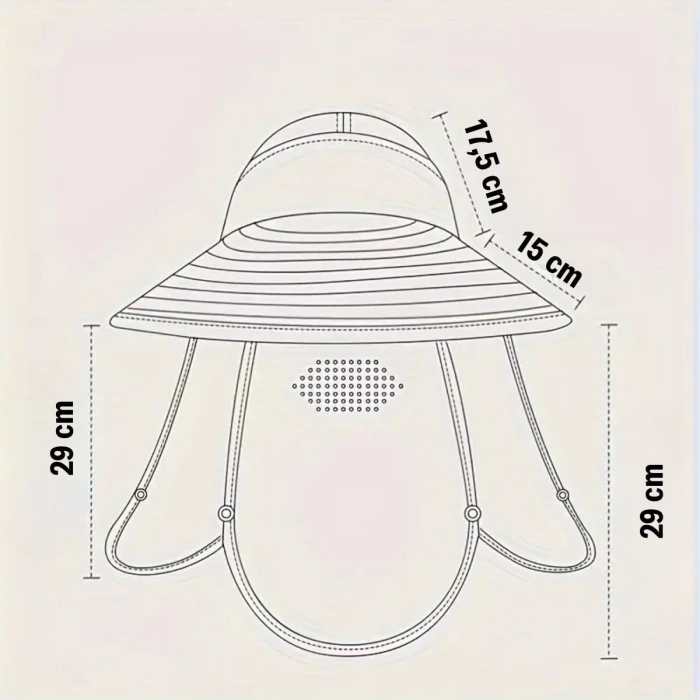 Güneş Koruyuculu Nefes Alabilen Maskeli ve Boyun Kapaklı Geniş Kenarlı Balıkçı Şapkası (5047)