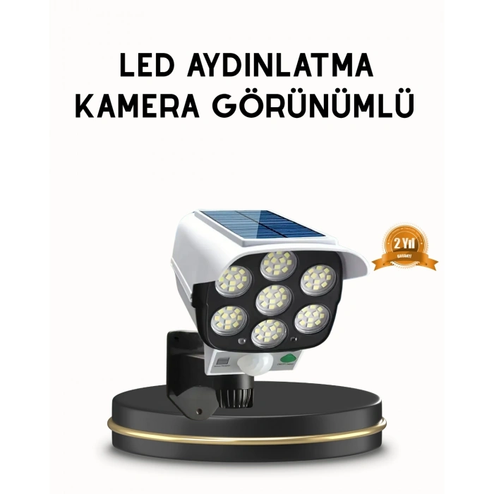 Mey İthalat® Güneş Paneliyle Şarj Olan Hareket Sensörlü Dış Mekan Güvenlik Lambası Ayarlanabilir