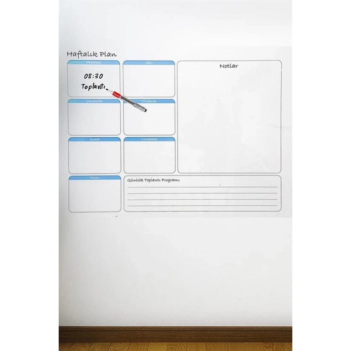 Haftalık Planlayıcı Manyetik Duvar Stickerı Takvim 70 cm x 56 cm (5047)