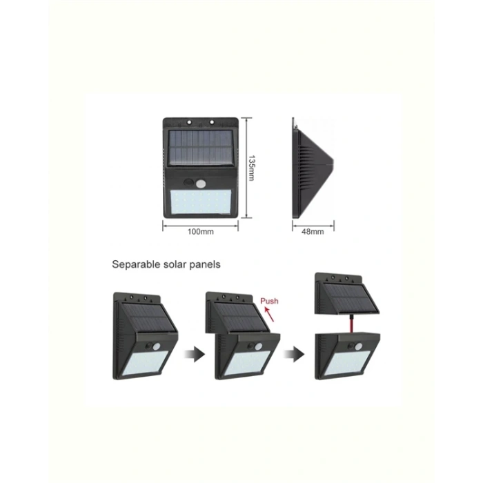 Mey İthalat® Hareket Sensörlü Solar Lamba | 120° Algılama Açısı, 3-4 Metre Mesafe, Suya Dayanıklı LED